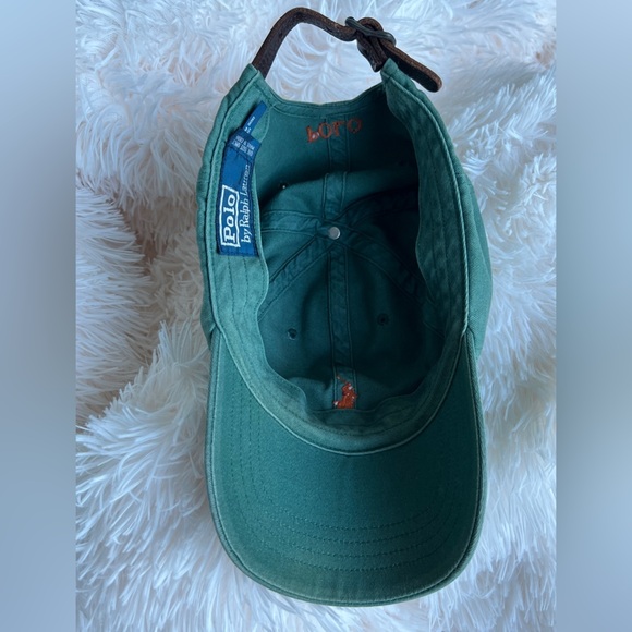 Polo Ralph Lauren Green/Orange Pony With Leather Strap Hat - Picture 8 of 9